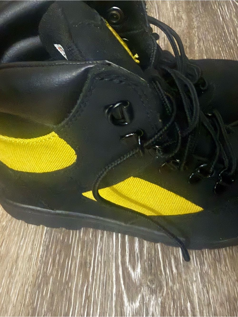 Timberland Kids Black and Yellow Lace-Up Boots